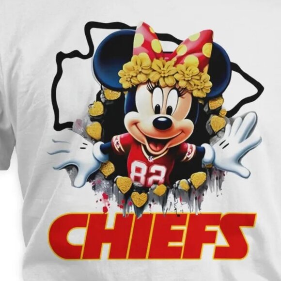 Minnie Mouse Chiefs NFL Cartoon Disney Football Team Graphic Fan T-Shirt 90 - Picture 2 of 5